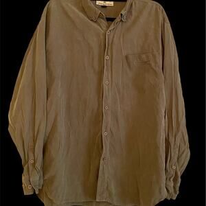 Tommy Bahama Kahki Green Heavy Silk Button Down Shirt